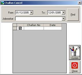 Banner indicating inventory software with Challan cancel feature
