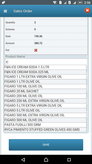 Screenshots presenting the user-friendly interface of the sales order app.